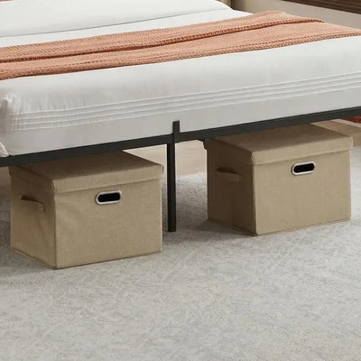 Estructura De Cama De Plataforma Metálica Tamaño Queen, Estructura De Cama Doble Silenciosa, Con Espacio De Almacenamiento Debajo De La Cama, Soporte De Estructura De Acero Y Fácil Montaje. | Meses sin interés