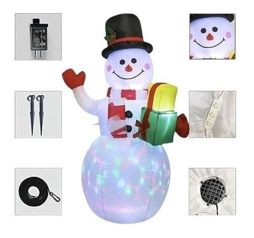 1.5m Inflable Navidad Nieve Mono Multicolor Led