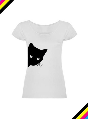 Polera Gato Gatito De Lado  Moda Mujer