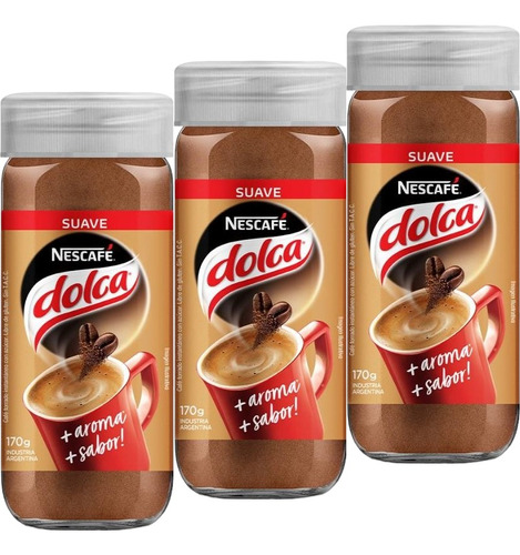 Cafe Nescafe Dolca Suave Para Batir 3 Frascos X170g Sin Tacc