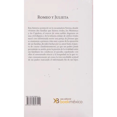 Romeo Y Julieta, De Shakespeare, William. Editorial Casa Editorial Boek Mexico, Tapa Blanda En Español, 0 | MercadoLibre