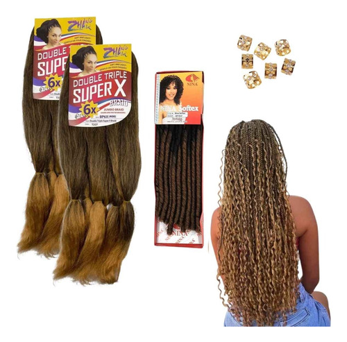 Kit Cabelo Gypsy Braid  Jumbo Cacheado Nina Softex  +brindes