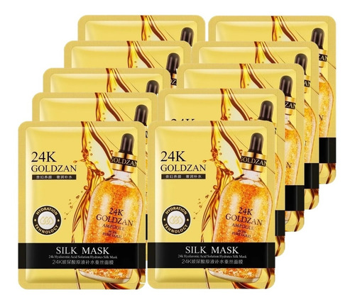 Pack 10 Mascarillas Faciales Mascarillas Hidratantes Oro 24k