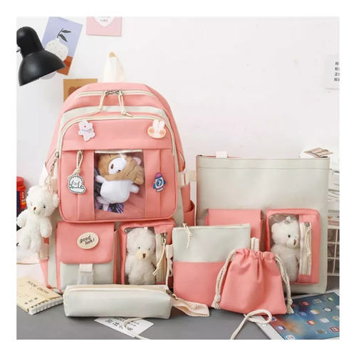 Mochila De Viaje Escolar Kawaii De 5 Piezas/juego Para Niñas