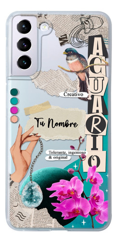 Funda Para Galaxy Mujer Signo Zodiaco Acuario Con Tu Nombre