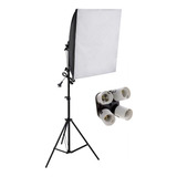 Kit Iluminação Estúdio Softbox Quad 60x60cm Com Suporte