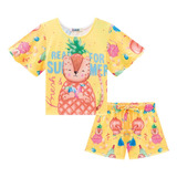 Conjunto Infantil Feminino Kukiê De Cropped E Short Alecrim