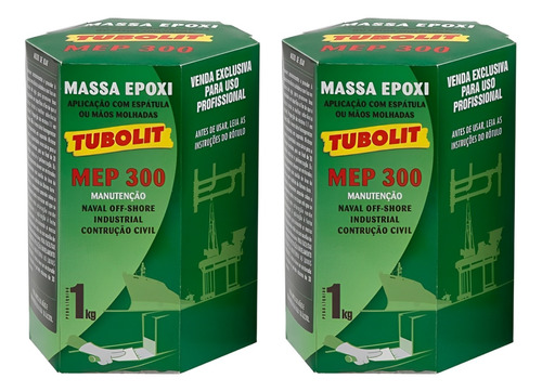 Kit 2 Massa Epoxi Tubolit Mep 300 1kg 