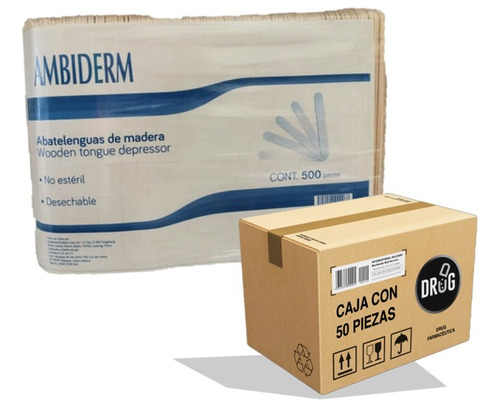 Abatelenguas De Madera Ambiderm 500 Piezas