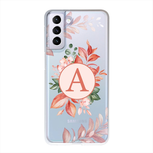 Funda Galaxy Flores Antigolpes Personalizada Con Tu Inicial