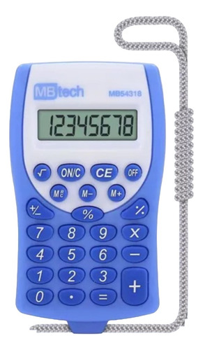 Calculadora Mbtech Portátil De Bolso Com Cordinha 8 Dígitos 