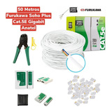 Kit 50m Cabo Rede Furukawa + Testador + Alicate + 50 Rj45