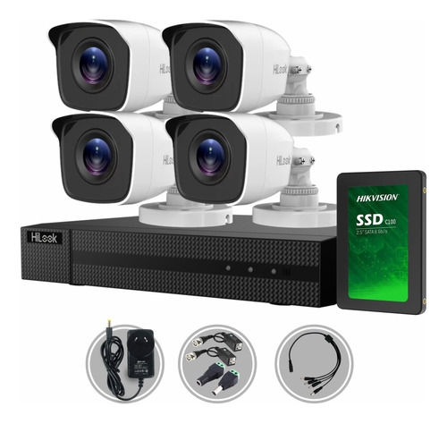 Kit Seguridad Hikvision Dvr 4ch + 4 Camara Hd + Disco +balun