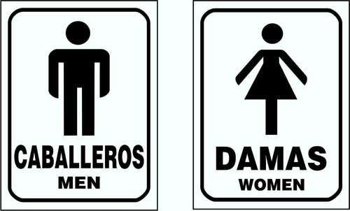 Cartel Chapa (x2) Baño Toilette Hombre Mujer 15x20 Cm