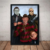 Cuadro Halloween Freddy Jason Marco Vidrio 51x36 Terror Arte