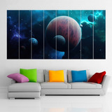 Cuadro Poliptico Espacio Planetas Galaxia Xxl Art 192x100cm