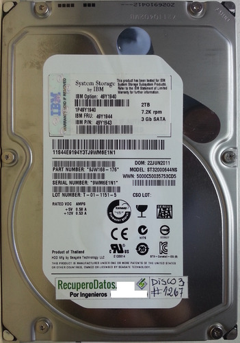 Seagate St32000644ns 2tb 3.5 Sata - 2349 Recuperodatos