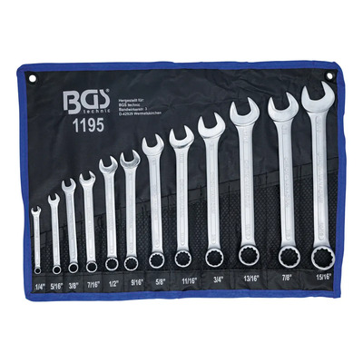 Kit 12 Llaves Combinadas Estándar 1\u002F4 - 15\u002F16 Con Funda Bgs Color Plateado | Envío gratis