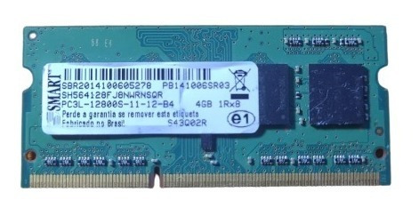 Memória Ram Smart Para Notebook Ddr3 4gb 1rx8 Pc3l-12800s