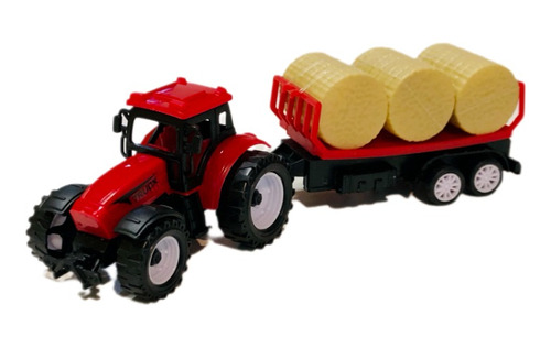 Set Granja Tractor Campo Con Acoplado Y Fardos Regalo Niños