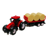 Set Granja Tractor Campo Con Acoplado Y Fardos Regalo Niños