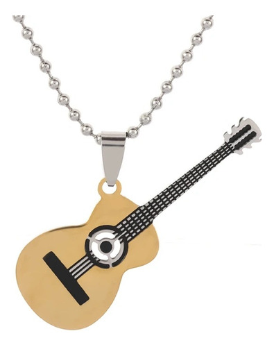 Collar Guitarra Electrica Rock Musica En Acero Inoxidable