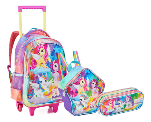 Kit Mochila Rodinha Infantil Feminino Grande Menino Com Alça | Frete grátis