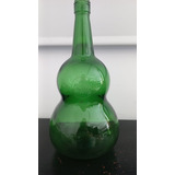 Botellón  Antiguo De Vidrio Color Verde Oscuro