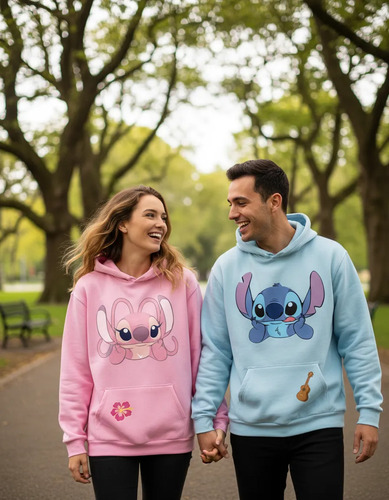Sudadera Parejas Stitch Y Angel Regalo