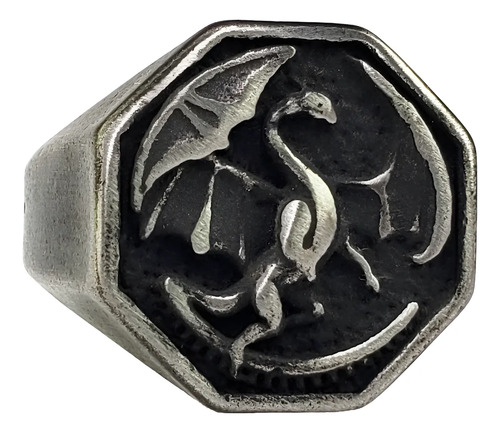 Anillo Dragón Escudo Sello Acero Inoxidable Lucha Y Fuerza