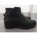 Zapatos Botinetas Hush Puppies Talle 37 Dama Mujer Negros 