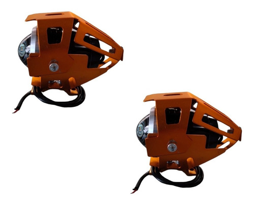 Kit 2 Faros Universal Led Para Moto U5 Azul-naranja-negro