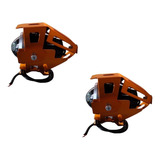 Kit 2 Faros Universal Led Para Moto U5 Azul-naranja-negro