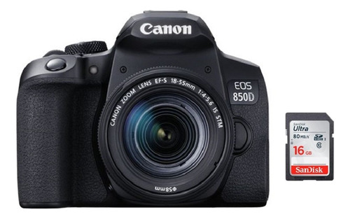 Cámara Canon Eos 850d/ Rebel T8i + Lente 18-55mm + 16gb