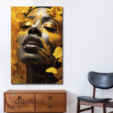 Cuadro Mujer Dorado Negro Elegante Artistica A7 60x90