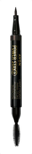 Lapiz Liquido De Cejas Dual Power Stay 24hr Duracion- Avon® Color Soft Black