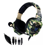 Auriculares Gamer Onikuma K8 De Color Verde Camuflaje Con Le