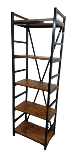 Biblioteca Estilo Industrial 60x35x180 Hierro Madera