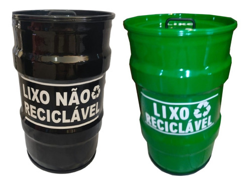 Kit 2 Lixeiras Tambor Reciclavel 50 Lt Decorativa