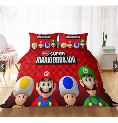 Juego De Ropa De Cama Super Mario Bros, Estampado 3d De Anim