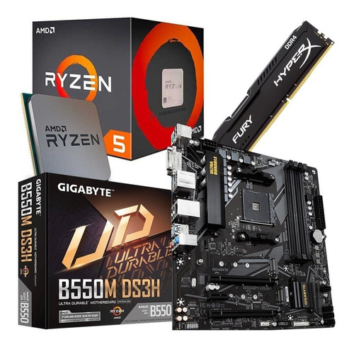 Kit Upgrade Ryzen 5 5600g + Gigabyte B550m Ds3h + 8 Gb Ddr4