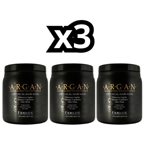 Kit X3 Máscara Capilar Argán Mythical - 1000ml C/u - Negra