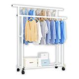 Rack Para Ropa De Dos Niveles Organizador Negro.