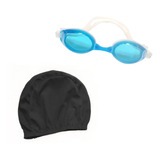 Combo Natacion Adulto! Gorra Lycra Negra + Lente Hydro Tur