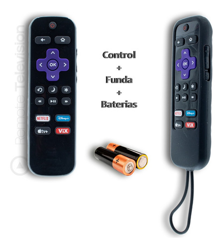 Control Remoto Onn Smart Para Roku Tv + Funda + Pila