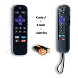 Control Remoto Atvio Smart Para Roku Tv+ Funda + Pila