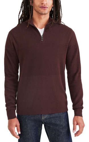 Sweater Hombre Quarter Zip Regular Fit Café Dockers