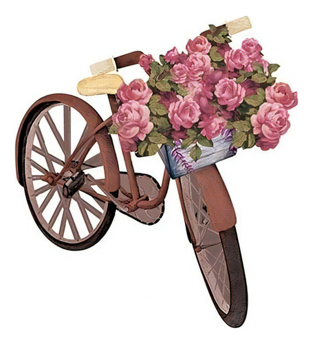 Aplique Litoarte Ref. Apm8-1068 - Bicicleta Com Rosas (8cm)