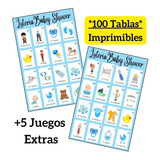 Juego Imprimible Loteria Baby Shower 100 Tablas Azul Pdf