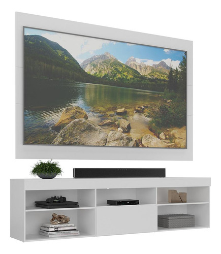 Rack Com Painel Tv 75  Web Multimóveis V1045 Cor Branco